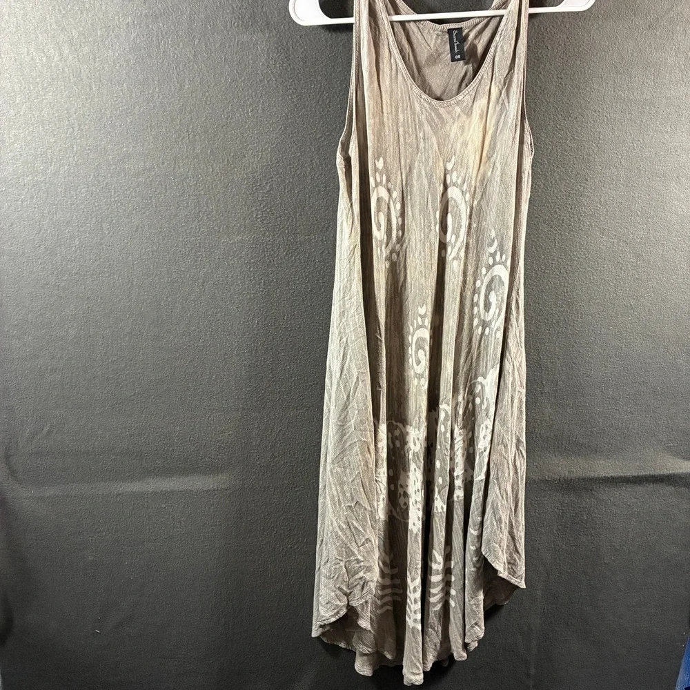 Sacred Threads women trapeze Dress os Batik Boho Sharkbite Gray festival hippy
